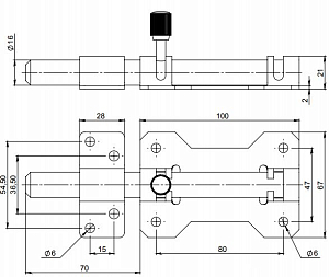 Засов дверной ЗЩ 039 (медь), L-160мм #170257