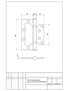 Петля 100*75*2,5-B2-Steel-NIS "Апекс" #223434