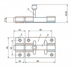 Задвижка дверная ЗД1-3 (цинк) L-180мм г.Киров #234682