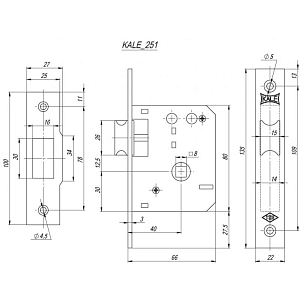 Kale  Защёлка врезная 251 R (никель) STB 25140000002 #235309
